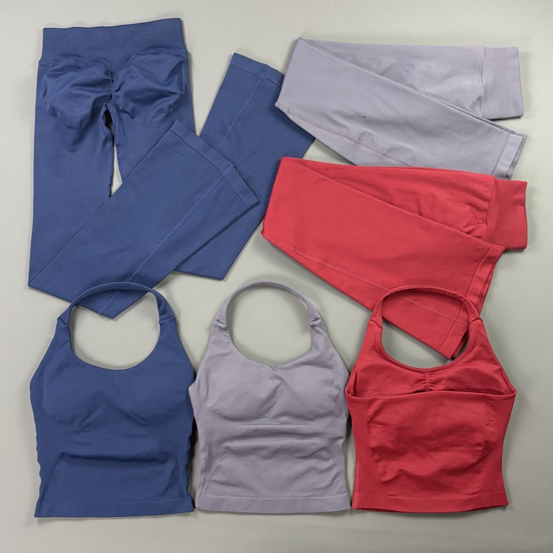 Yoga Fitness Zumba - ชุดเลกกิ้งขาบาน 2 ชิ้น เสื้อสายเดี่ยวไร้รอยต่อสำหรับออกกำลังกาย และกางเกงขาบานยกสะโพกสำหรับผู้หญิง เหมาะสำหรับชุดออกกำลังกายและฟิตเนส