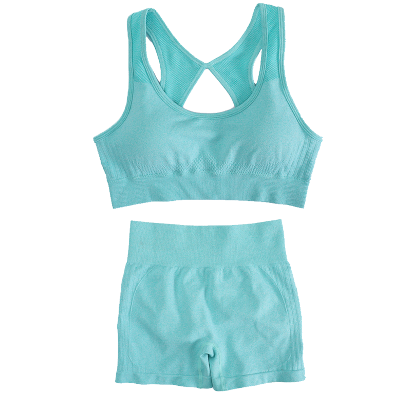 Yoga Fitness Set - ชุดโยคะออกกำลังกายสำหรับผู้หญิง ระบายอากาศได้ดี กางเกงขาสั้นยืดหยุ่น ทรงพีช ดีไซน์หน้ายิ้มสวยงาม บราโชว์หลังสวย